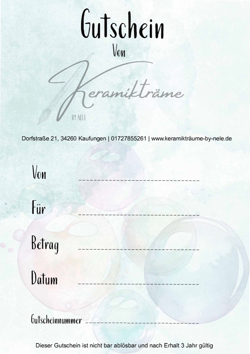 Keramik-Gutschein von Keramikträume by Nele in Kaufungen